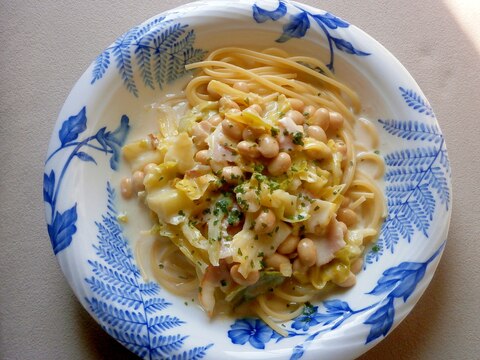 大豆入りクリームパスタ